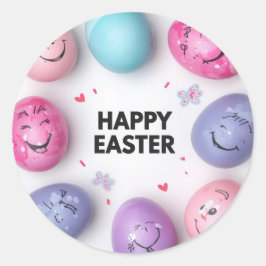 Adesivo Redondo Colorful Easter Egg Hunt Classic Round Sticker 