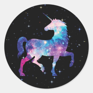 Adesivo Redondo Colorful Fantasy Galaxy Magical Unicorn
