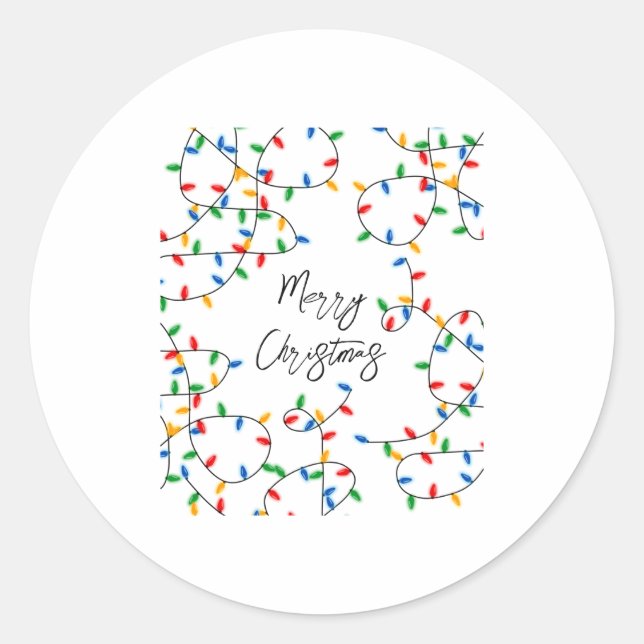 Adesivo Redondo Colorful Festive Merry Christmas Lights Pattern  (Frente)