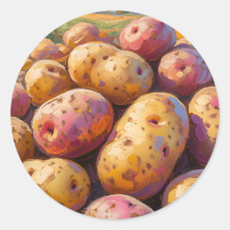 Adesivo Redondo Colorful Harvest Potatoes 