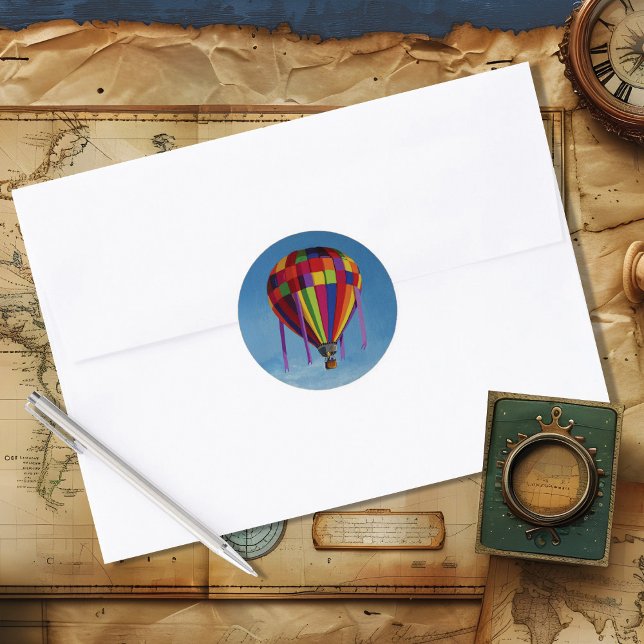 Adesivo Redondo Colorful Hot Air Balloon Classic Round Sticker (Criador carregado)