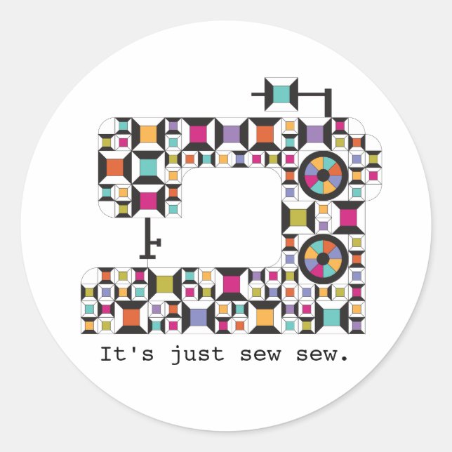 Adesivo Redondo Colorful Sewing Machine Quilt Pattern Stickers (Frente)