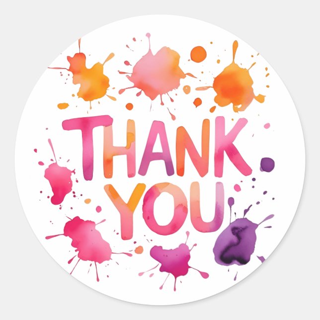 Adesivo Redondo Colorful Thank You Classic Round Sticker (Frente)