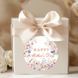 Adesivo Redondo Colorful Wildflowers Happy Mother's Day Sticker