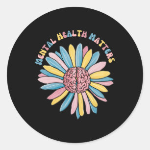 Adesivo Redondo Colorida Aquarela Daisy Mental Health S Sticker