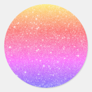 Adesivo Redondo Colorida Colorida Rainbow Glitter Classer Round St