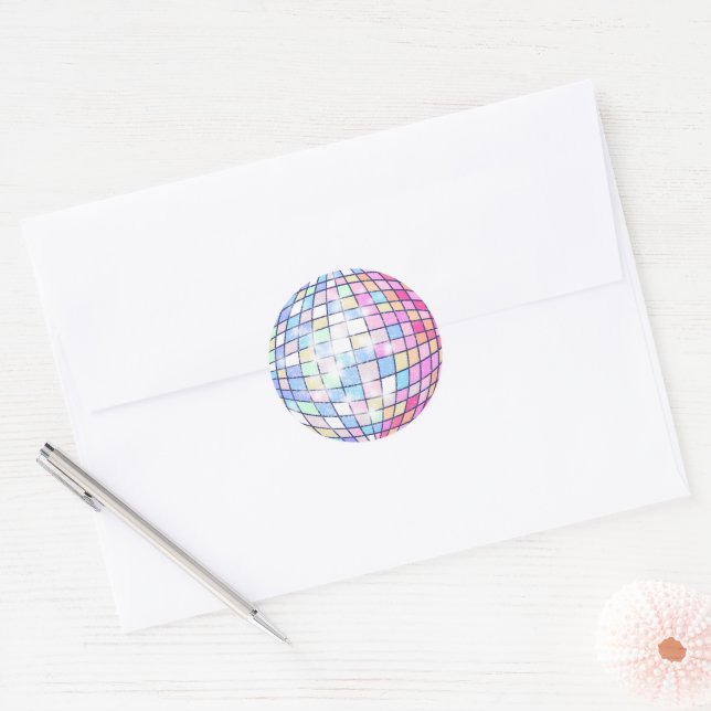 Adesivo Redondo Colorida Disco Ball Classic Round Sticker (Envelope)