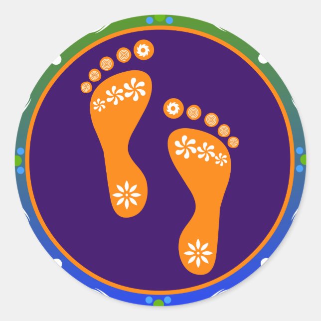 Adesivo Redondo Colorida Diwali Rangoli Com Pegada (Frente)