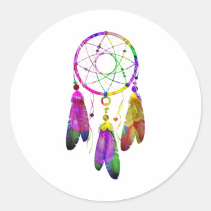 Adesivo Redondo Colorida Dreamcatcher Feenas Nativas Americanas