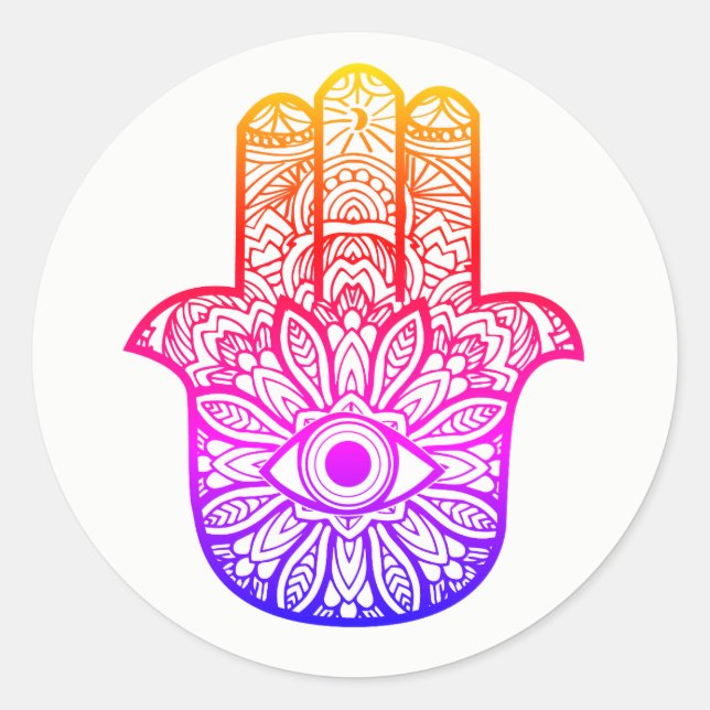Adesivo Redondo Colorida Hamsa Sticker (Frente)
