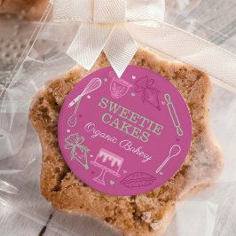 Adesivo Redondo Colorida Laser & Cozinhar Utensil Rosa & Verde