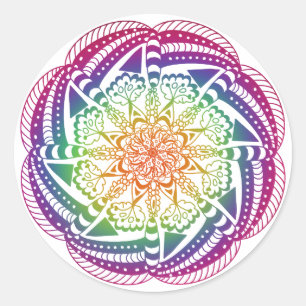Adesivo Redondo Colorida Mandala Stickers.