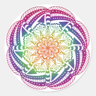 Adesivo Redondo Colorida Mandala Stickers.