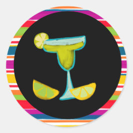 Adesivo Redondo Colorida mexicana Fiesta Margarita Striped