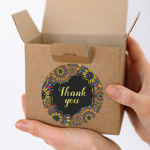 Adesivo Redondo Colorida Oriental Mandalas Personalizada