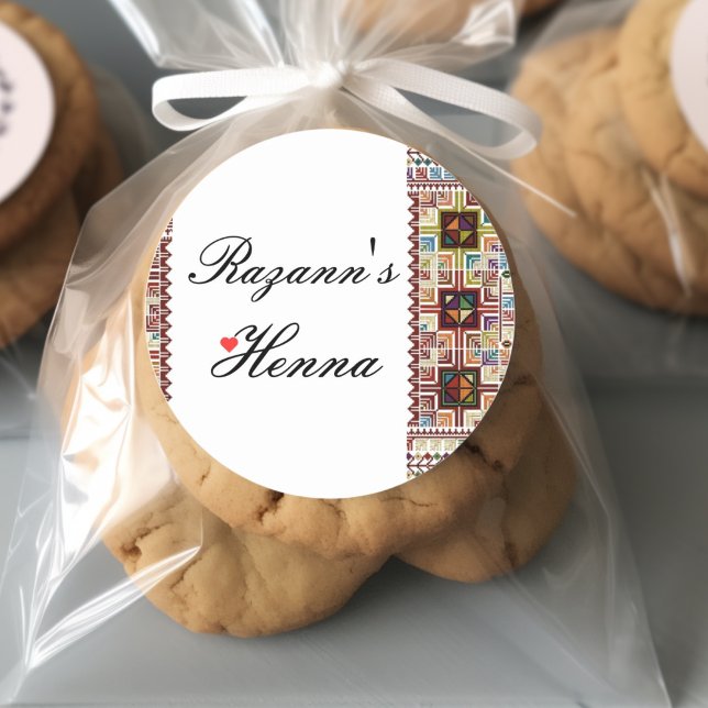 Adesivo Redondo Colorida palestina personalizada Henna Sticker (Criador carregado)