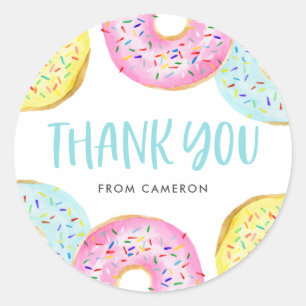 Adesivo Redondo Colorida Pastel Sprinkle Rosquinhas Aniversário Ob