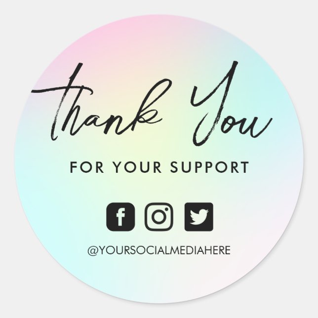 Adesivo Redondo Colorida Rainbow Pink Blue Round Sticker (Frente)