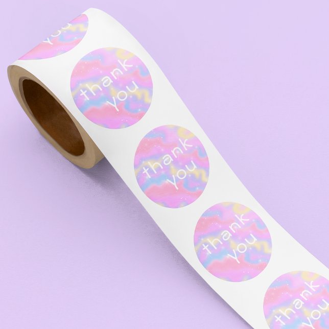 Adesivo Redondo Colorida Sparkles Rainbow Obrigado (Criador carregado)