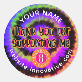 Adesivo Redondo Colorida Tie Dye Chintive + Rótulo Posh