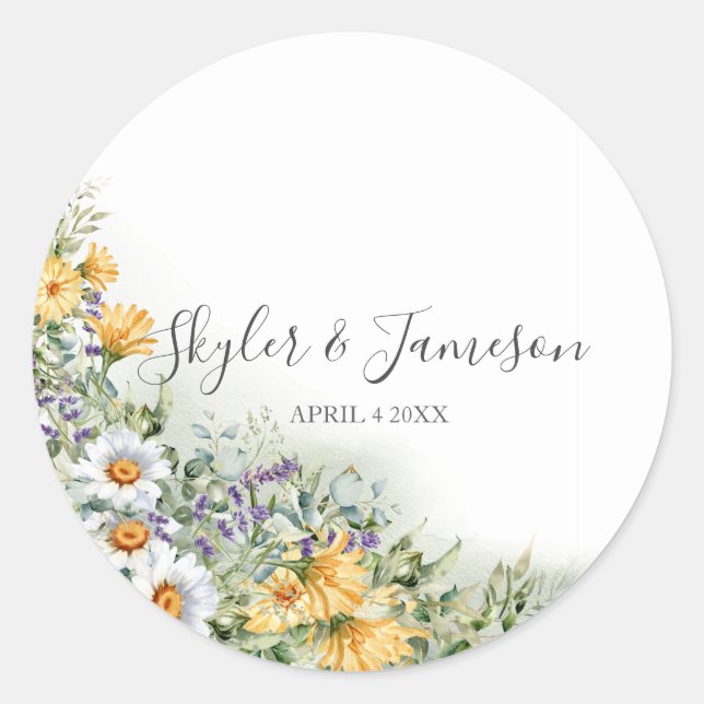 Adesivo Redondo Colorida Wildflower (Frente)