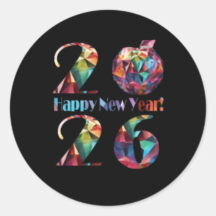 Adesivo Redondo Colorido 2026-Feliz Ano Novo-