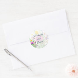 Adesivo Redondo Colorido casamento personalizado de flores silvest