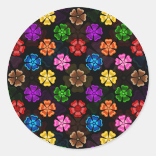 Adesivo Redondo Colorido Design de Flores de Chuva de Arco-Íris Re