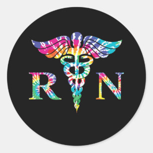 Adesivo Redondo Colorido Nurse Tie Dye Registrado Colorida RN