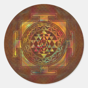 Adesivo Redondo Colorido Sri Yantra/Sri Chakra
