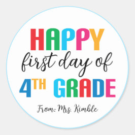 Adesivo Redondo Colorido Vinheta Escolar do 4º Grau