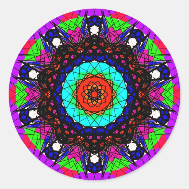 Adesivo Redondo Colorido Visionário Mandala (Frente)