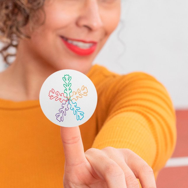 Adesivo Redondo Coloridos de Flocos de Neve Coloridos (Criador carregado)