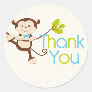 Adesivo Redondo Colos de Festa de aniversário de macacos modernos 