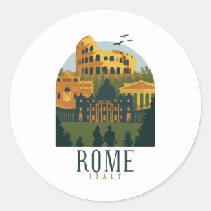 Adesivo Redondo Colosseum Vintage Sticker