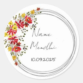 Adesivo Redondo Colourful floral mendhi favour stickers 
