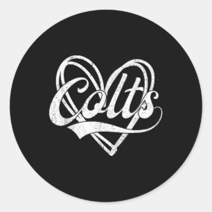 Adesivo Redondo Colts Heart Name Vintage Retro Men Mulheres Crianç