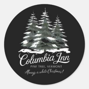 Adesivo Redondo Columbia Inn Pine Tree Vermont Um Natal Branco