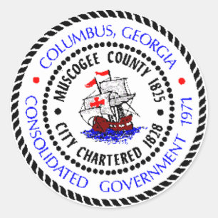 Adesivo Redondo Columbus, Georgia Seal