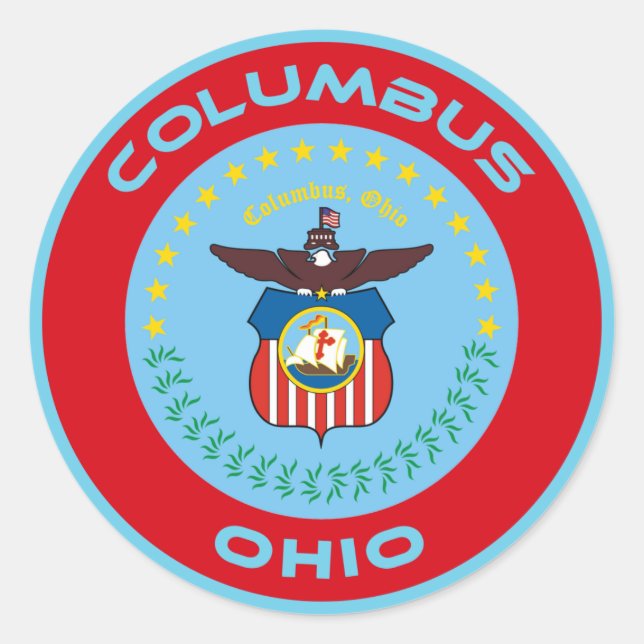 Adesivo Redondo Columbus Ohio Flag Seal (Frente)