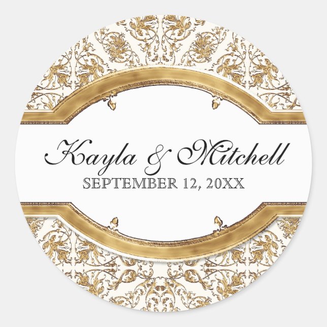 Adesivo Redondo Coluna Preta Elegance 2, Ouro Correspondente Selo  (Frente)