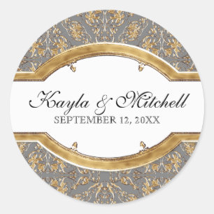 Adesivo Redondo Coluna Preta Elegance 2, Ouro Correspondente Selo 