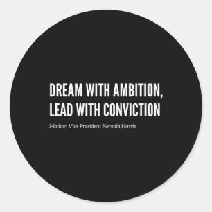 Adesivo Redondo Com Ambition Kamala Harris 2024 Election Anti Tru