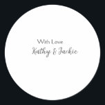 Adesivo Redondo Com amor adicione nome de casal casamento simples<br><div class="desc">design</div>