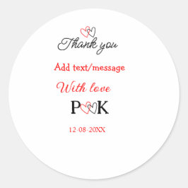 Adesivo Redondo Com amor adicione o nome do casal letra obrigado a