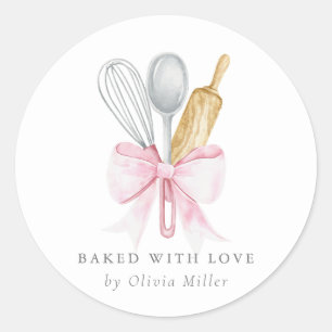 Adesivo Redondo Com Amor, Arco Rosa Elegante Personalizado