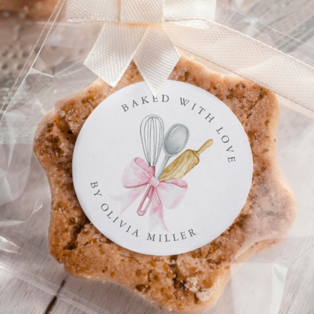 Adesivo Redondo Com Amor, Arco Rosa Elegante Personalizado (Criador carregado)