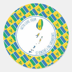 Adesivo Redondo Com Amor Da RUA VINCENTE Mapas De Vincentian FLAG