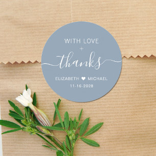 Adesivo Redondo Com Amor E Agradecimentos Casamento Dusty Blue Obr