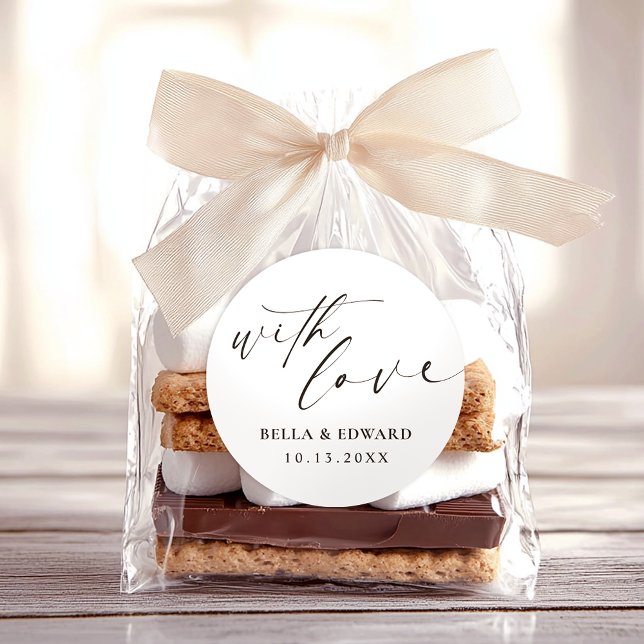 Adesivo Redondo Com Amor Elegante Obrigado Casamento (Criador carregado)